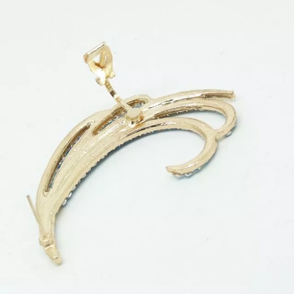 Statement Earring Blue Crystal Post Cuff Jewelry - Picture 3 of 6